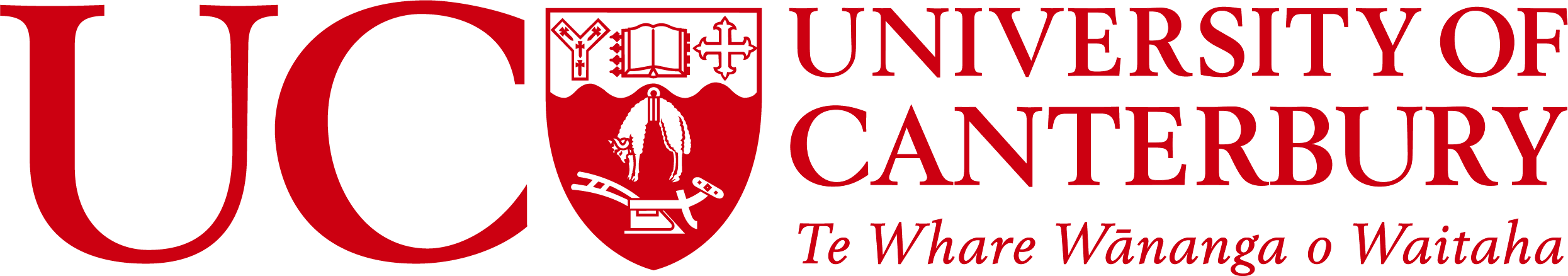 University of Canterbury logo in red with Te Reo