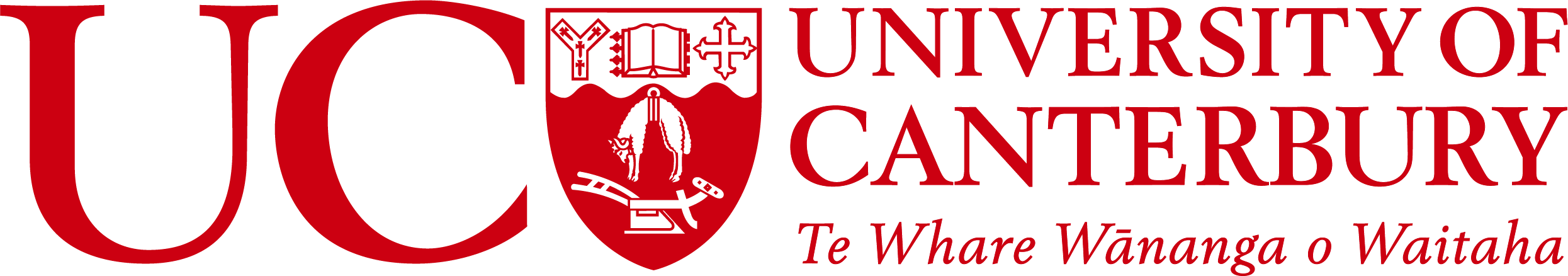 University of Canterbury logo in red with Te Reo