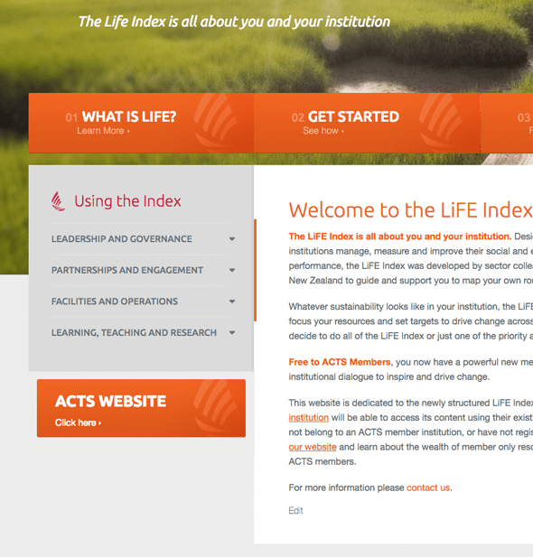 Screenshot of the LiFE website